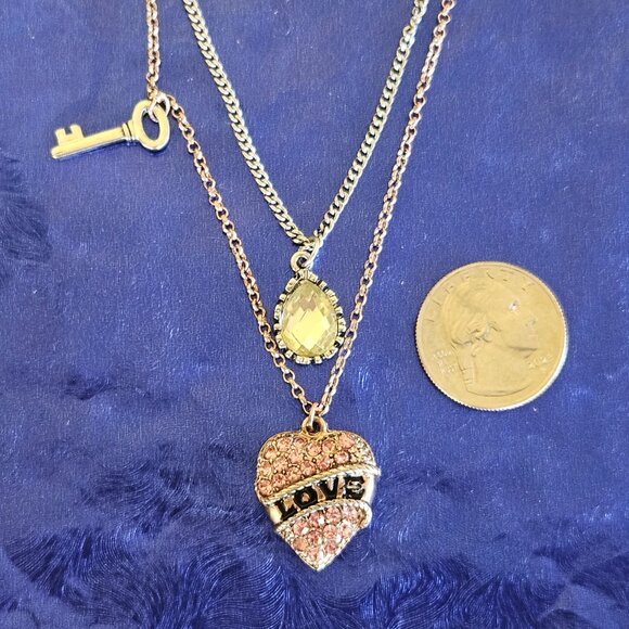 🩷🌹Betsey Johnson 2-Chain LOVE Heart Necklace - EPC🌹🩷 - Picture 5 of 16